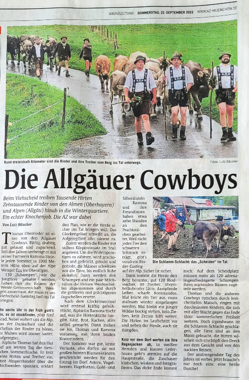 Bericht aus der AZ München über die Viehscheid in Wengen