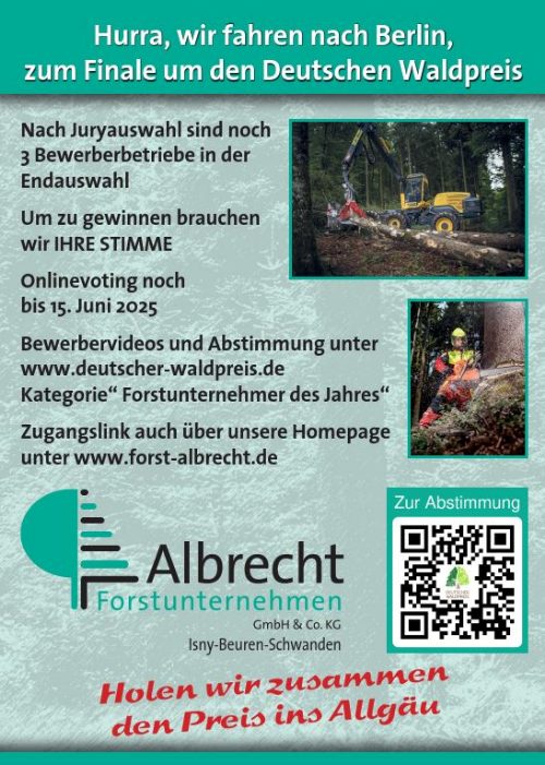 Das Forstunternehmen Albrecht ist für den Deutschen Waldpreis nominiert