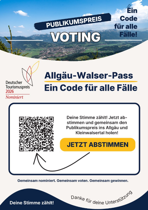  Das Allgäu-Walser-Pass-System inkl. DAHEIM PASS steht im Finale des Deutschen Tourismuspreises!